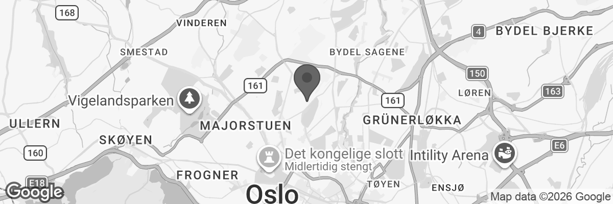 Bilde fra Google Maps, sentrert på adressen