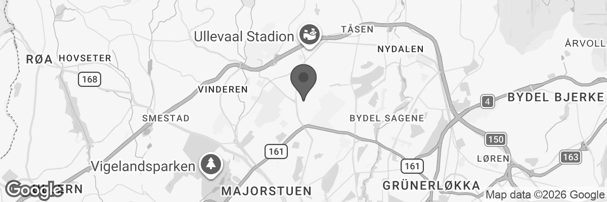 Bilde fra Google Maps, sentrert på adressen