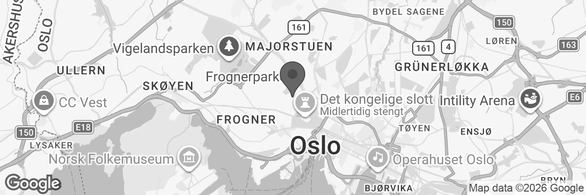 Bilde fra Google Maps, sentrert på adressen