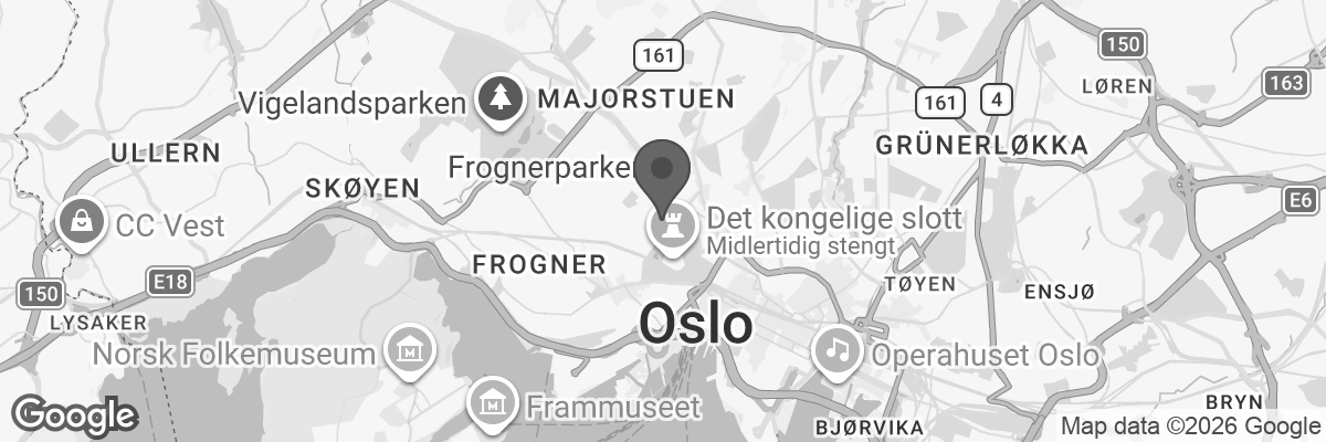 Bilde fra Google Maps, sentrert på adressen