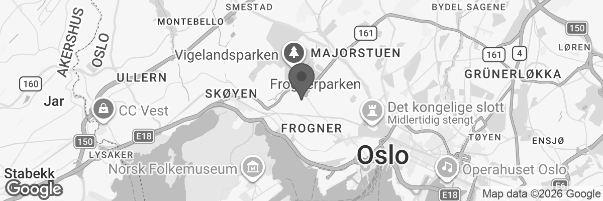 Bilde fra Google Maps, sentrert på adressen