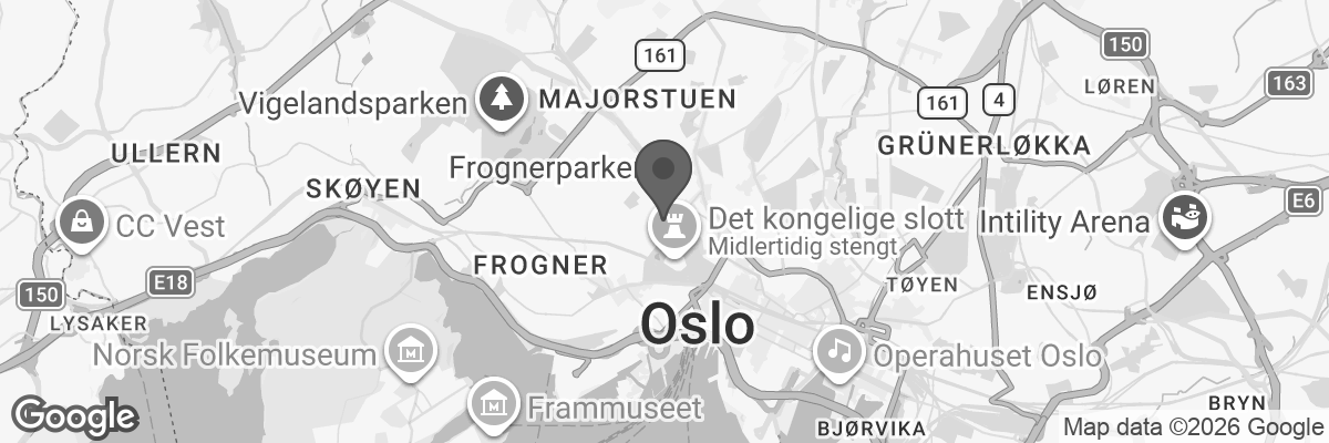 Bilde fra Google Maps, sentrert på adressen