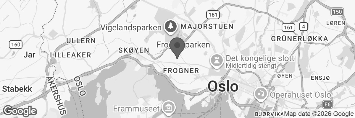 Bilde fra Google Maps, sentrert på adressen