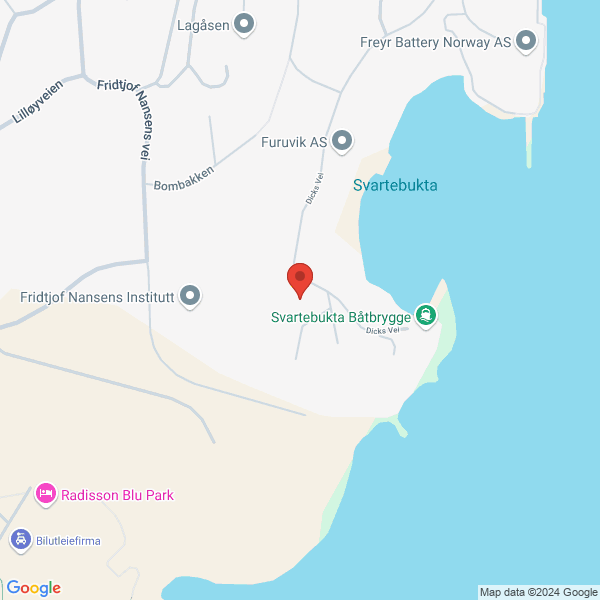 Bilde fra Google Maps, sentrert på adressen